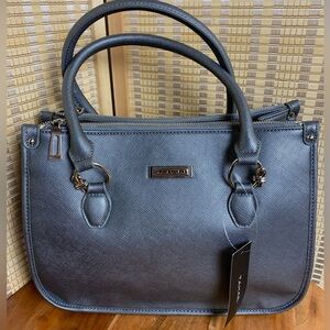 🔶Tahari Faux Leather Stardust Gray Triple Entry Satchel  Knottsbury NWOT